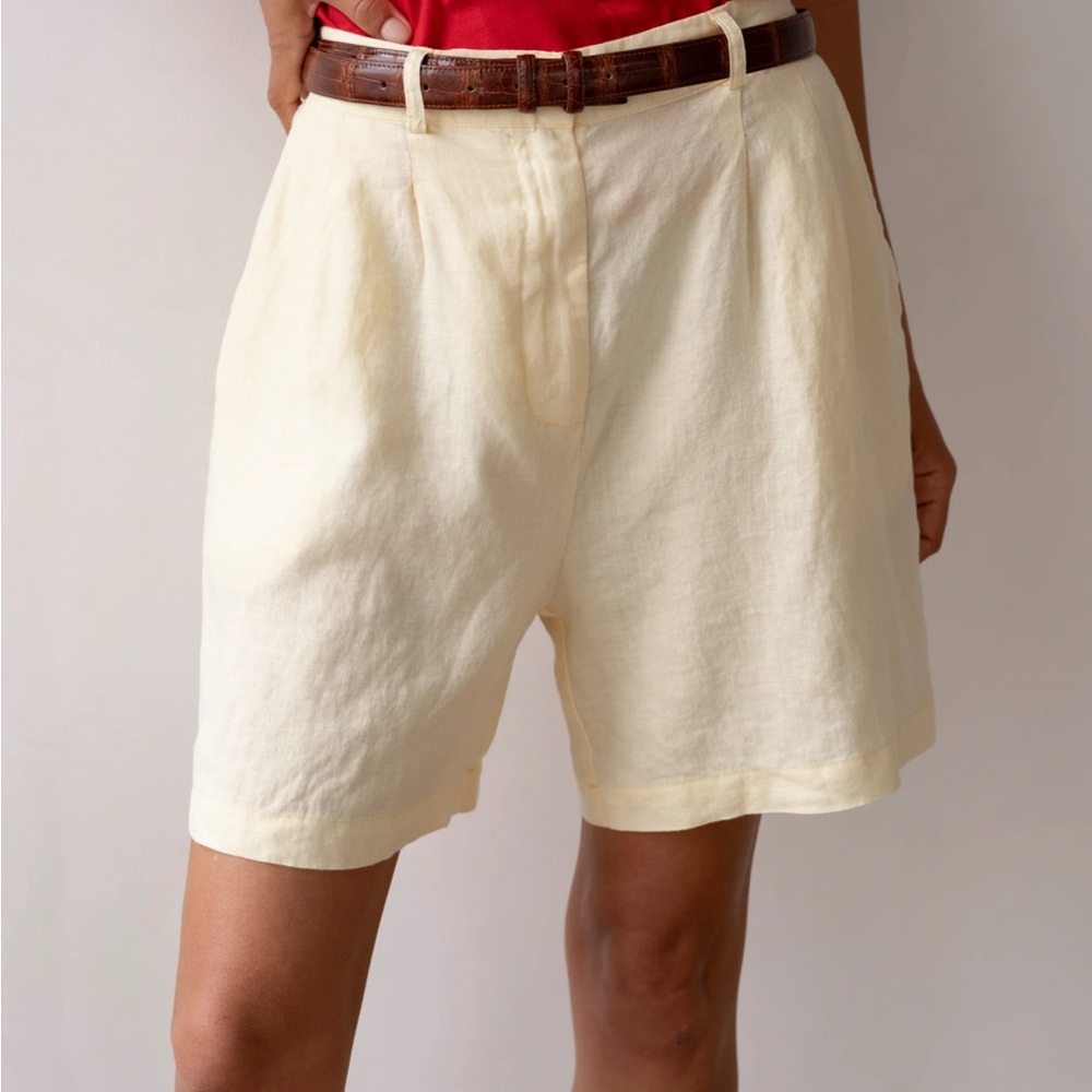 DONNI Butter Yellow Linen Shorts NWT